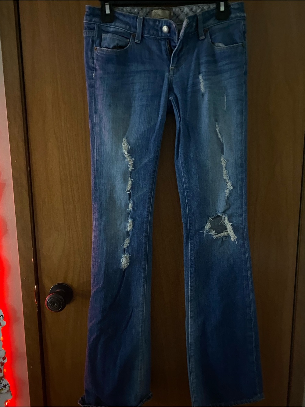 PAIGE Women's Blue Distressed Boot Cut Jeans